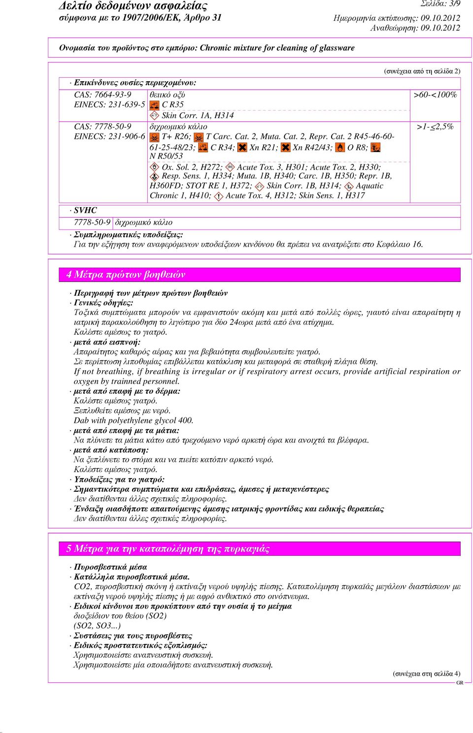 1B, H360FD; STOT RE 1, H372; Skin Corr. 1B, H314; Aquatic Chronic 1, H410; Acute Tox. 4, H312; Skin Sens.