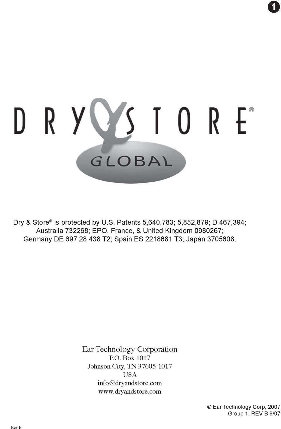 Patents 5,640,783; 5,852,879; D 467,394; Australia 732268; EPO, France, & United Kingdom