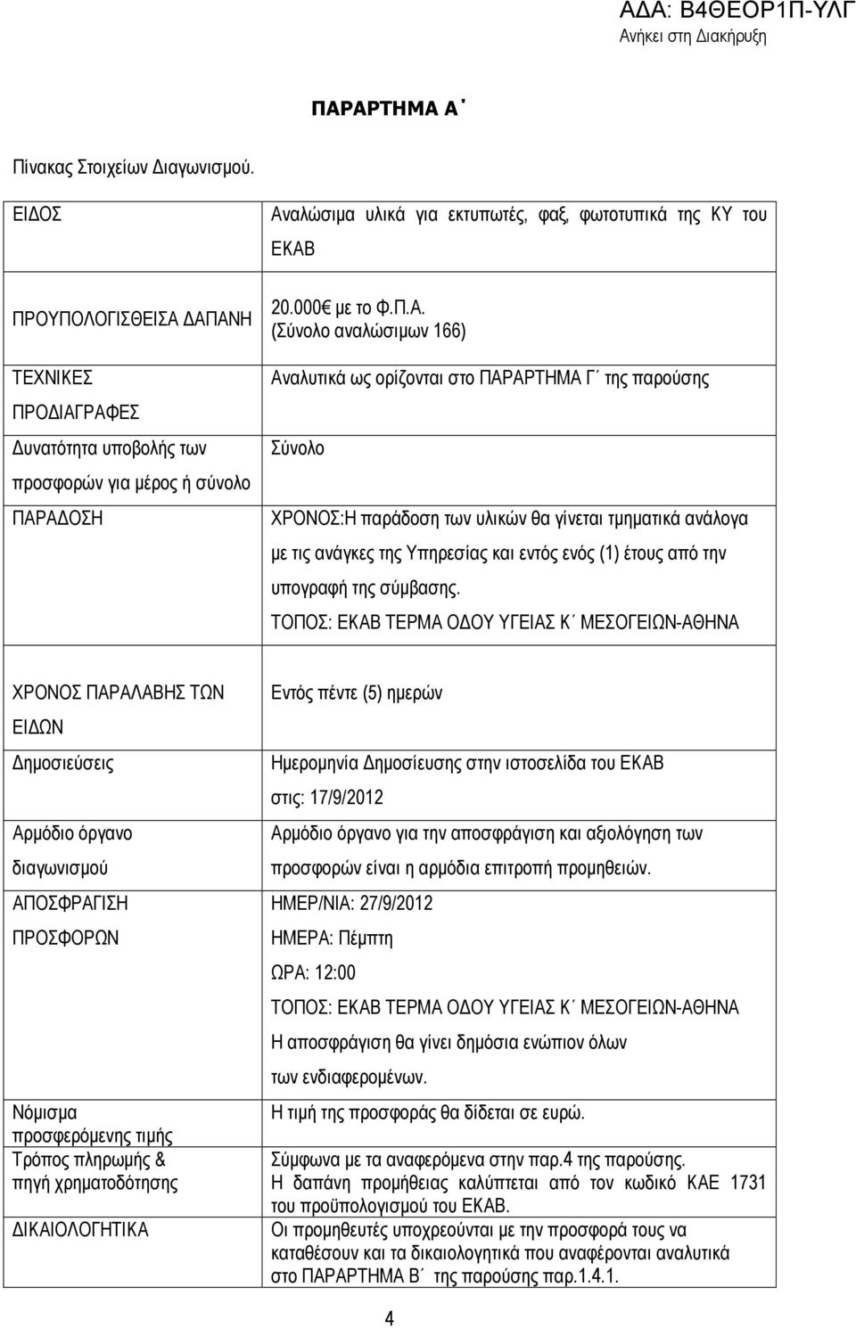 αλώσιµα υλικά για εκτυπωτές, φαξ, φωτοτυπικά της ΚΥ του ΕΚΑΒ