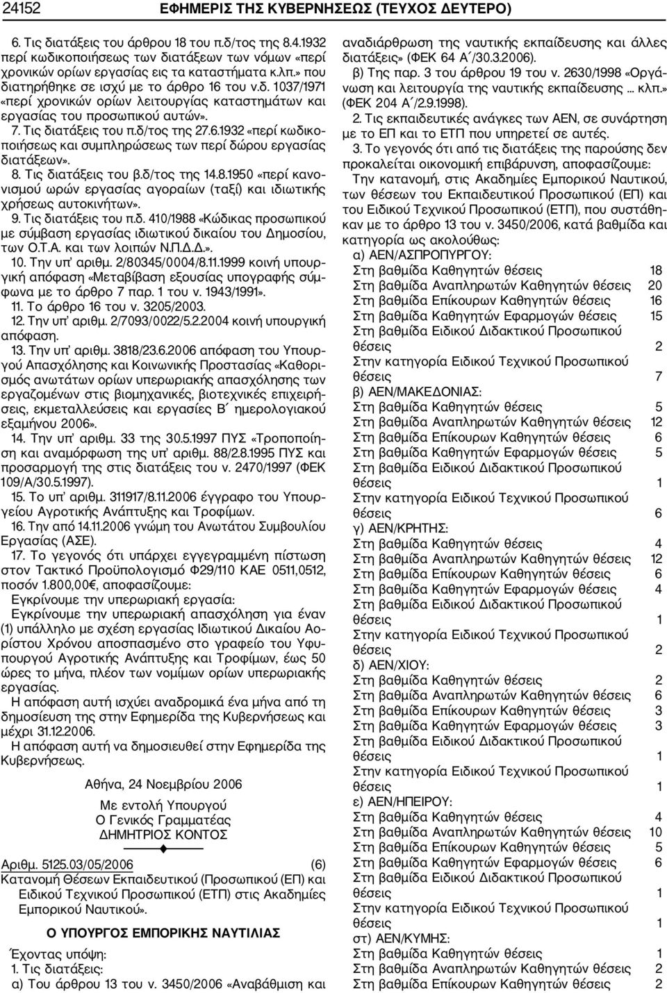 8. Τις διατάξεις του β.δ/τος της 14.8.1950 «περί κανο νισμού ωρών εργασίας αγοραίων (ταξί) και ιδιωτικής χρήσεως αυτοκινήτων». 9. Τις διατάξεις του π.δ. 410/1988 «Κώδικας προσωπικού με σύμβαση εργασίας ιδιωτικού δικαίου του Δημοσίου, των Ο.