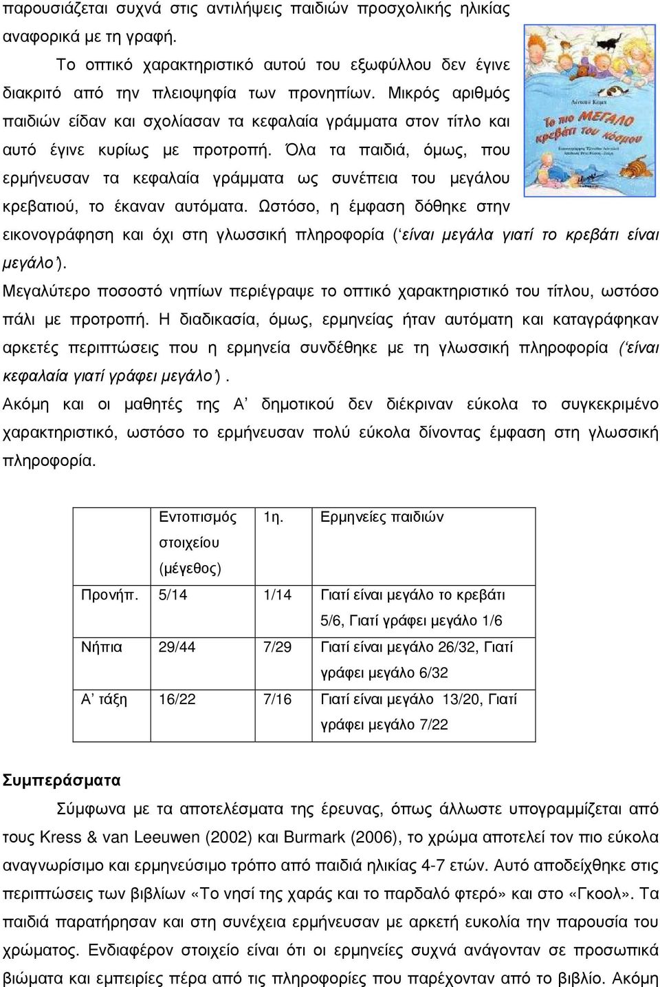 Όλα τα παιδιά, όµως, που ερµήνευσαν τα κεφαλαία γράµµατα ως συνέπεια του µεγάλου κρεβατιού, το έκαναν αυτόµατα.