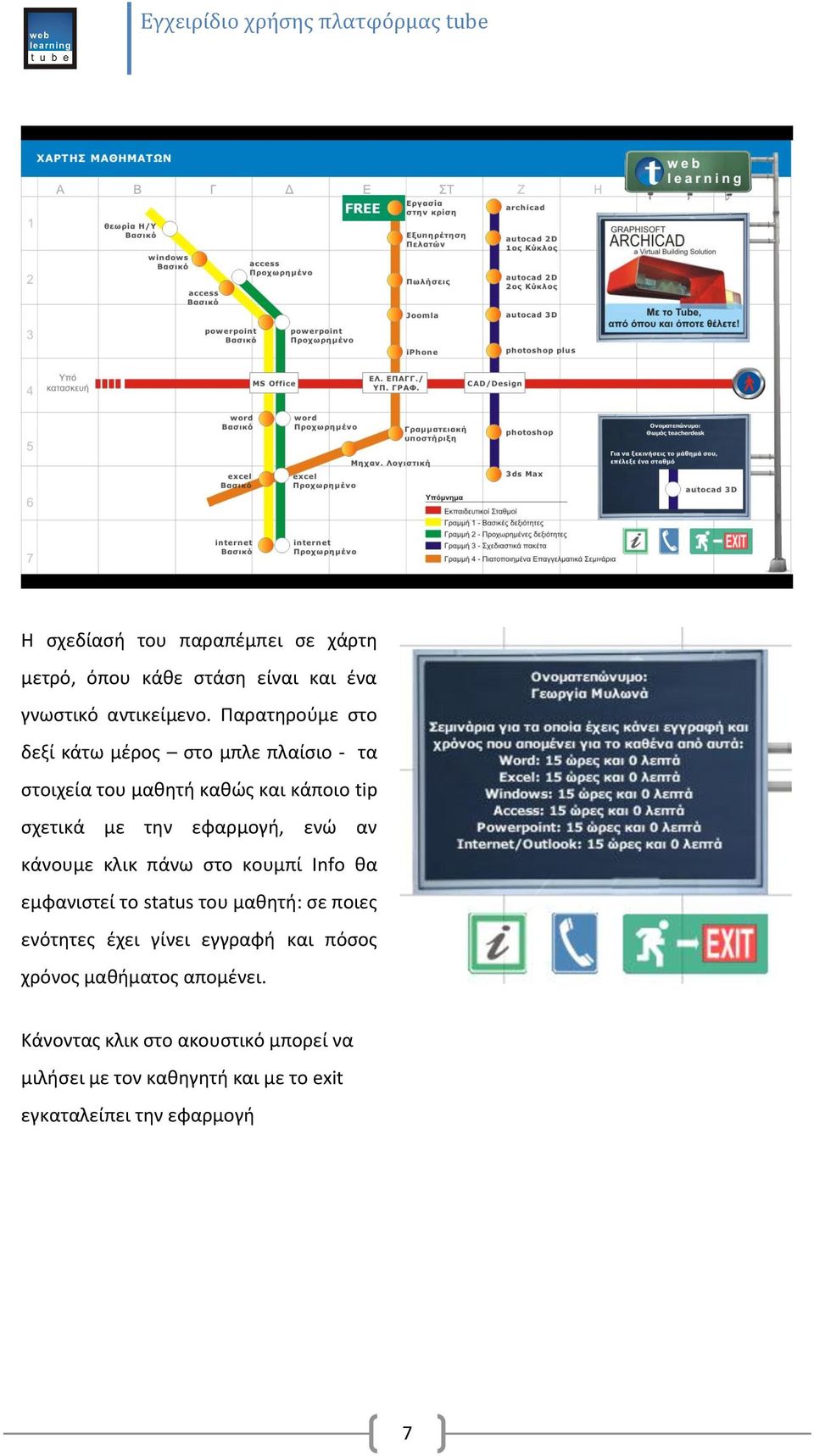 εφαρμογι, ενϊ αν κάνουμε κλικ πάνω ςτο κουμπί Info κα εμφανιςτεί το status του μακθτι: ςε ποιεσ ενότθτεσ ζχει γίνει