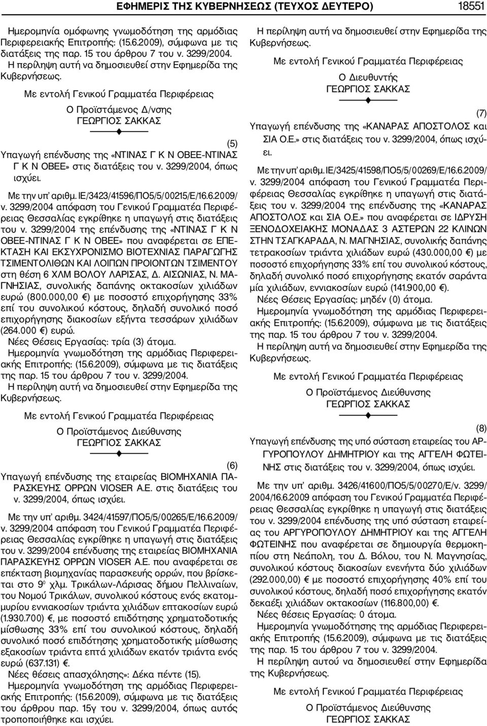 ΙΕ/3423/41596/ΠΟ5/5/00215/Ε/16.6.2009/ του ν.