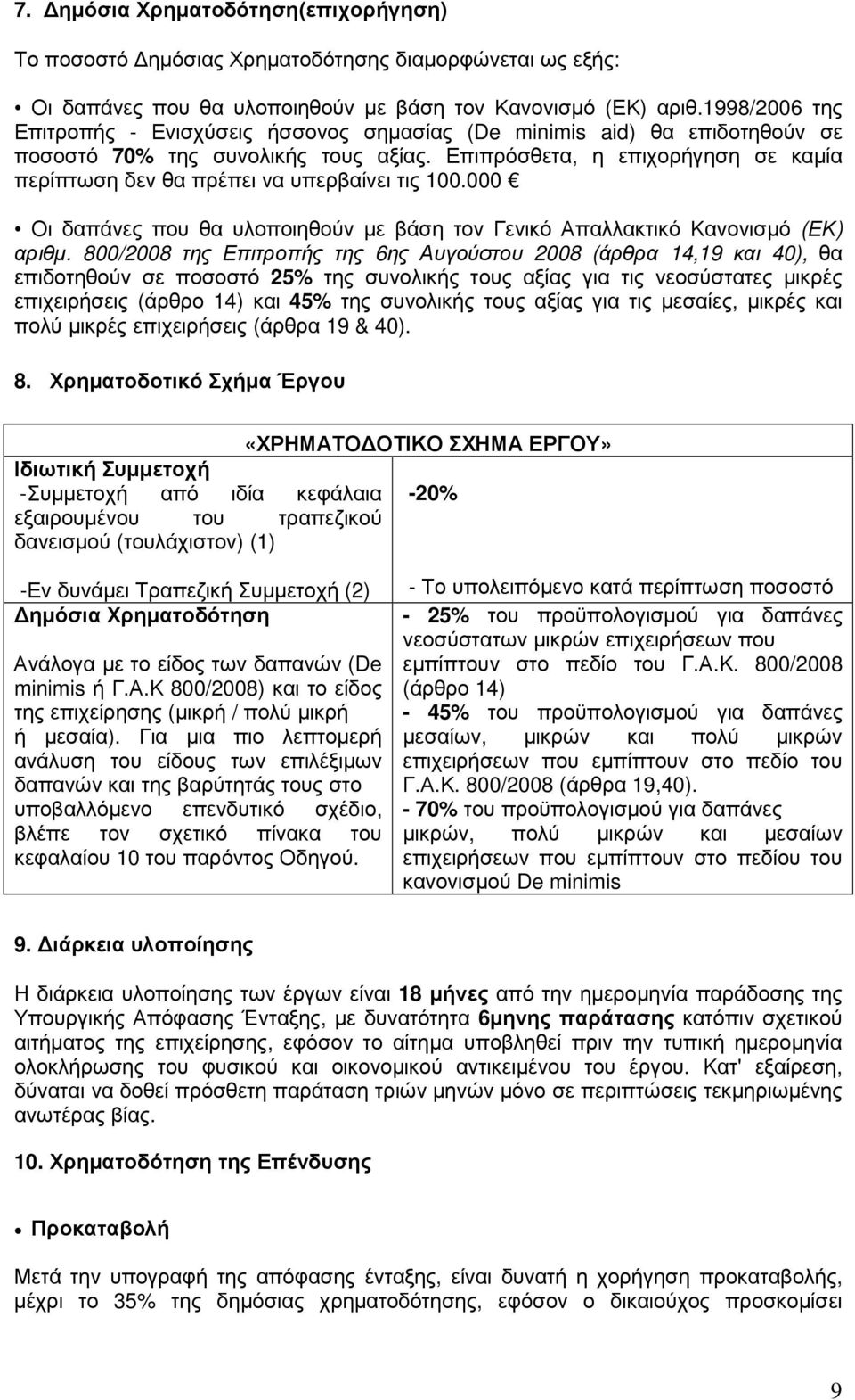 Επιπρόσθετα, η επιχορήγηση σε καµία περίπτωση δεν θα πρέπει να υπερβαίνει τις 100.000 Οι δαπάνες που θα υλοποιηθούν µε βάση τον Γενικό Απαλλακτικό Κανονισµό (ΕΚ) αριθµ.