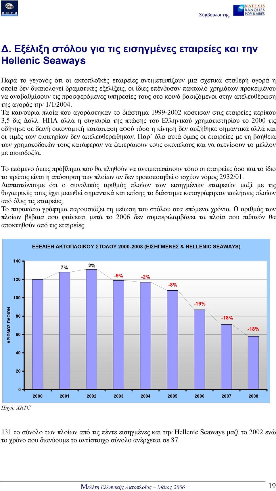 Τα καινούρια πλοία που αγοράστηκαν το διάστηµα 1999-2002 κόστισαν στις εταιρείες περίπου 3,5 δις ολλ.