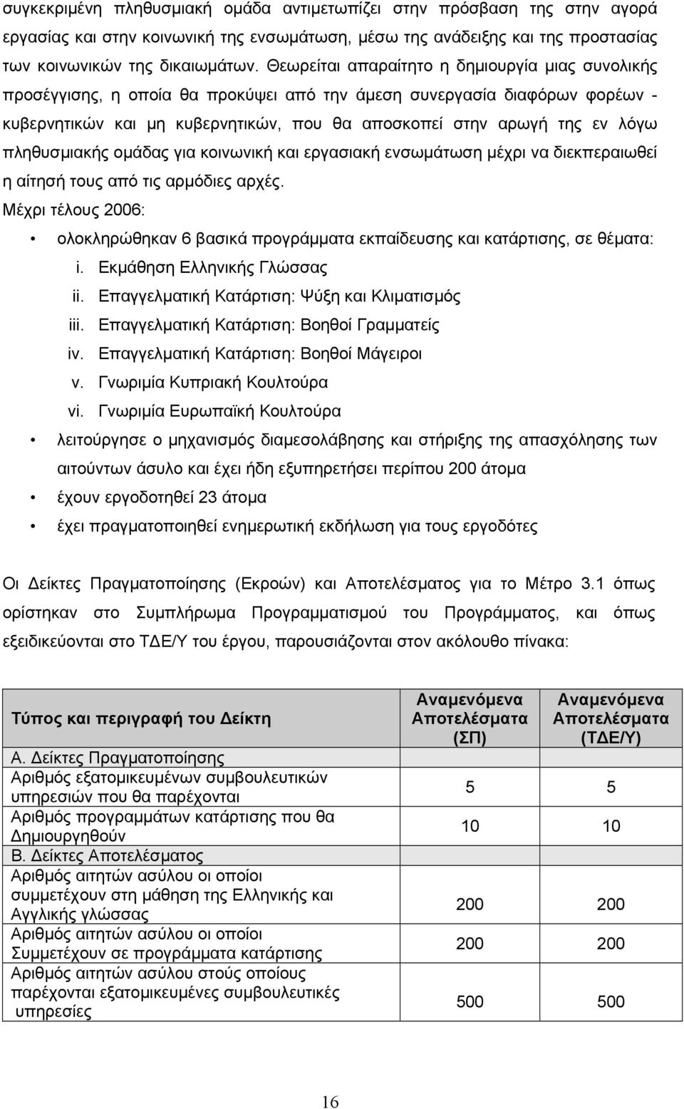 πληθυσμιακής ομάδας για κοινωνική και εργασιακή ενσωμάτωση μέχρι να διεκπεραιωθεί η αίτησή τους από τις αρμόδιες αρχές.