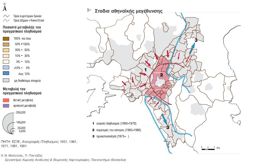 ΑΘΗΝΑ 1951-1991 ΟΙ ΤΡΕΙΣ ΤΥΠΟΙ ΤΗΣ ΑΣΤΙΚΗΣ ΜΕΓΕΘΥΝΣHΣ ΠΥΚΝΩΣΗ ΚΕΝΤΡΟΥ, ΣΥΝΟΙΚΙΑΚΕΣ ΕΠΕΚΤΑΣΕΙΣ, ΠΡΟΑΣΤΙΑΚΕΣ ΕΠΕΚΤΑΣΕΙΣ Θ.Μαλούτας (επιμ.