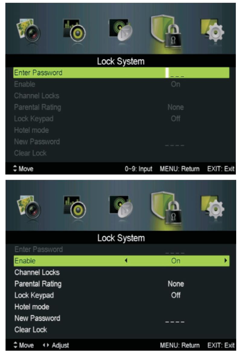 Μενού Lock System (Σύστημα Κλειδώματος) Πιέστε το πλήκτρο MENU για να εμφανίσετε το κεντρικό μενού.