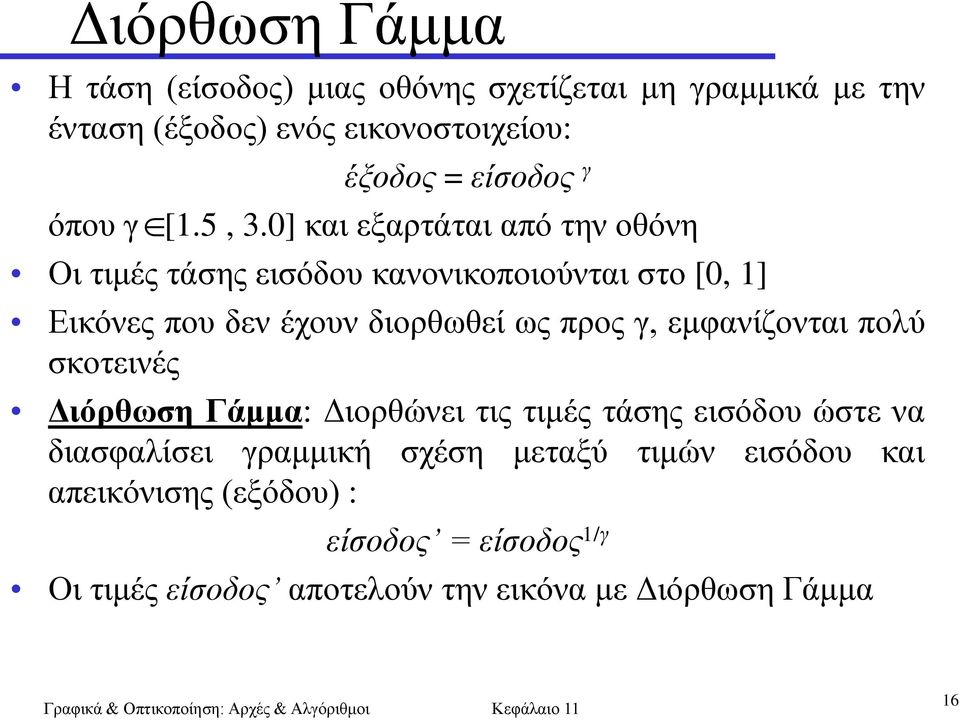 0] θαη εμαξηάηαη από ηελ νζόλε Οη ηηκέο ηάζεο εηζόδνπ θαλνληθνπνηνύληαη ζην [0, 1] Δηθόλεο πνπ δελ έρνπλ δηνξζσζεί σο πξνο γ,