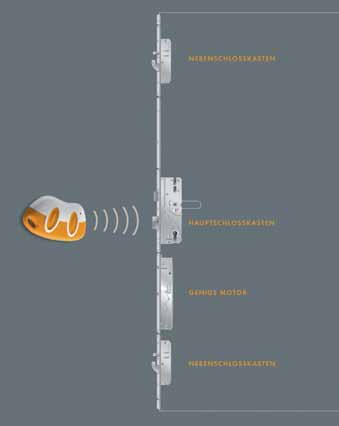 GENIUS: ZÁMOK S ELEKTORNICKÝM POHONOM Geniálna kombinácia mechanického a elektronického zabezpečenia Bezpečnosť a komfort stlačením tlačidla Zámok s elektronickým pohonom GENIUS, ktorý zabezpečuje