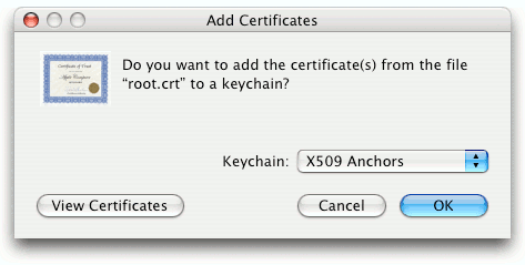 Θα σας ζητηθεί ο κωδικός πρόσβασης του keystore, ο οποίος είναι εξ ορισμού «changeit». Για περιβάλλον εργασίας Mac OS X και για τους WEB Browsers Internet Explorer, Safari. 1.