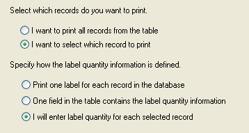 Κεφάλαιο 3: Σχεδίαση και εκτύπωση ετικετών Καθορισµός ποιες εγγραφές της βάσης δεδοµένων θα εκτυπωθούν και σε ποια ποσότητα 3. Πατήστε το κουµπί Επόµενο. 4.