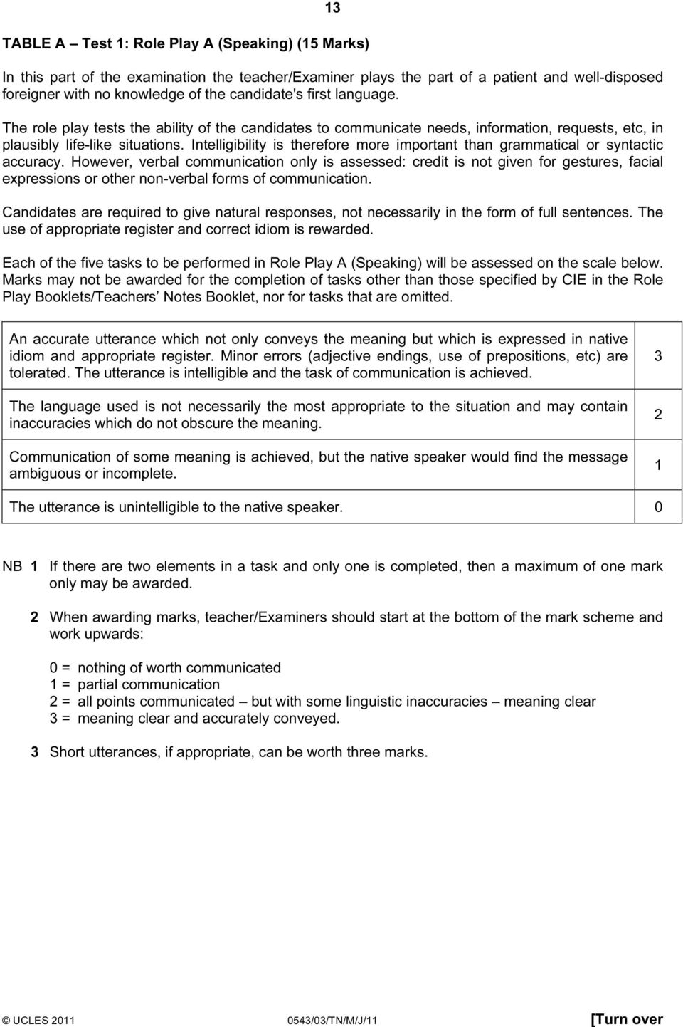 Intelligibility is therefore more important than grammatical or syntactic accuracy.