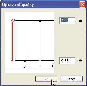 Samotné vytváranie pozostáva z dvoch fáz: voľba umiestnenia stúpačky a zadávanie parametrov stúpačky.