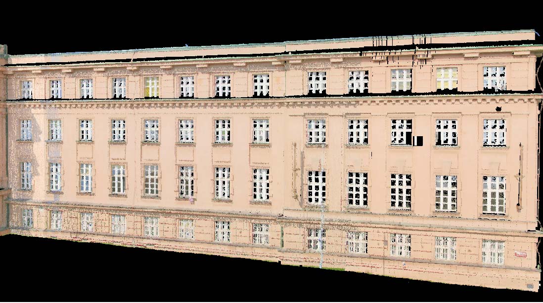 Metódy pozemnej fotogrametrie sú často veľmi vhodné pre zameranie fasád budov a to ako jednoduchých rovinných fasád (projektívna fotogrametria), tak aj veľmi členitých fasád s množstvom výstupkov