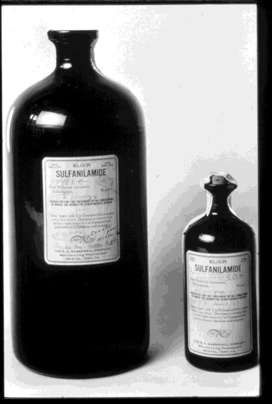 1938 Food, Drug and Cosmetic Act 1937: Sulfanilamide Έκδοχο: diethylene glycol (χημικά όμοιο με αντιψυκτικό) 107