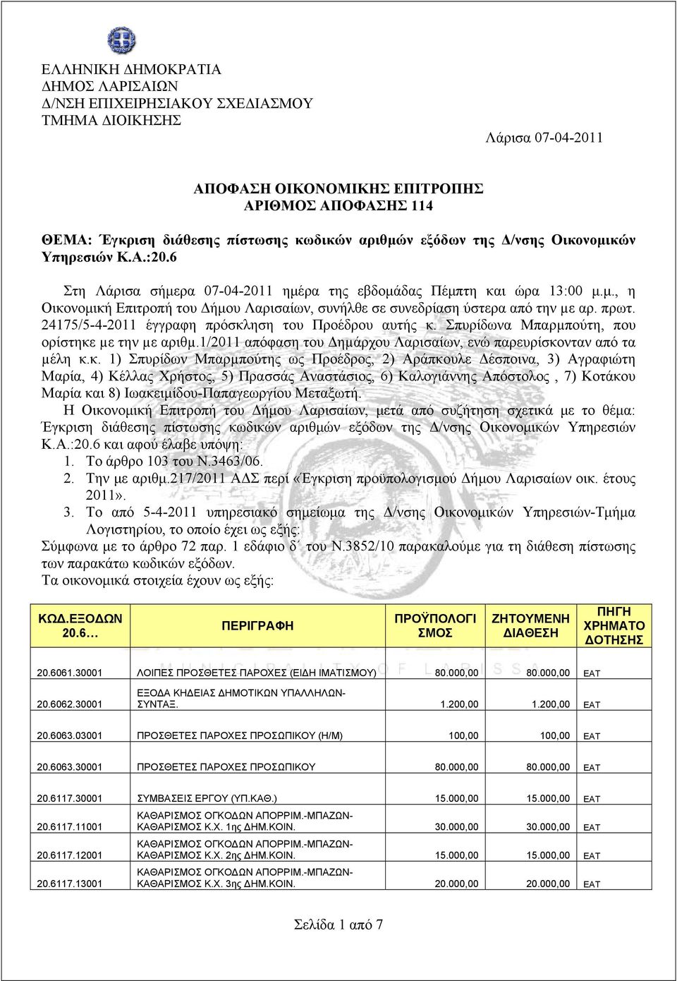 πρωτ. 24175/5-4-2011 έγγραφη πρόσκλ