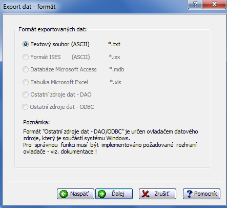 8.1 Export dát Ak má používateľ v pláne s nameranými dátami ďalej pracovať v externom programe (Excel, Origin, QtiPlot, Calc, a iné), program ISES ponúka možnosť tieto dáta exportovať a uložiť na