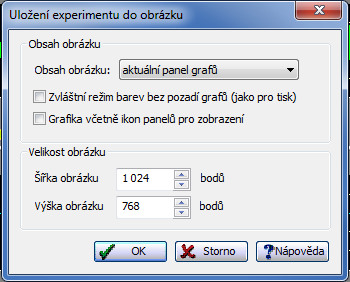 8.2 Uloženie experimentu v podobe obrázku Okrem exportu dát dokáže ISES poskytnúť používateľovi aj grafickú podobu archivovania nameraných dát a to v podobe uloženia experimentu formou obrázku v