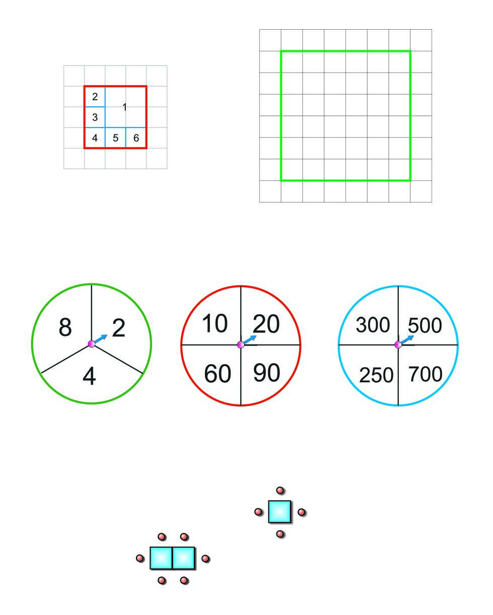 ΣπΣπαζοκεφαλιές αζοκεφαλιές Χωρίζω τετράγωνα στο τετραγωνισμένο χαρτί: Χωρίσαμε το κόκκινο τετράγωνο Φτιάχνω αριθμούς. σε 6 μικρότερα. Χωρίζω το πράσινο τετράγωνο σε 6 μικρότερα.