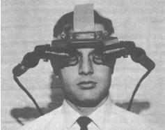 Εικόνα 2 : Σο Head Mounted Display του Sutherland [Sutherland, 1968] Videoplace: Σο 1975 ο Myron Krueger δημιουργεί ένα σύστημα το οποίο περιλάμβανε μια video camera ελεγχόμενη από έναν υπολογιστή