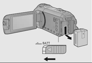 varnih izdelkov, vam priporočamo uporabo originalnega Panasonic baterijskega vložka. VSTAVLJANJE/ODSTRANJEVANJE BATERIJE Za izklop naprave pritisnite gumb za vklop/izklop.