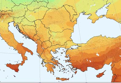 Κατανοµή ετήσιας ενεργειακής απολαβής ηλιακής ακτινοβολίας, & της