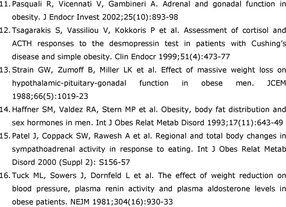Effect of massive weight loss on hypothalamic-pituitary-gonadal function in obese men. JCEM 1988;66(5):1019-23 14. Haffner SM, Valdez RA, Stern MP et al.