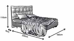 110 cm 6 cm MALTA 200 cm 160 cm Οι αναγραφόμενες διαστάσεις του κρεβατιού αφορούν στρώμα 160 x 200 εκ. Το κρεβάτι παράγεται, ανά 10 εκ., σε πλάτος 80-200 εκ.