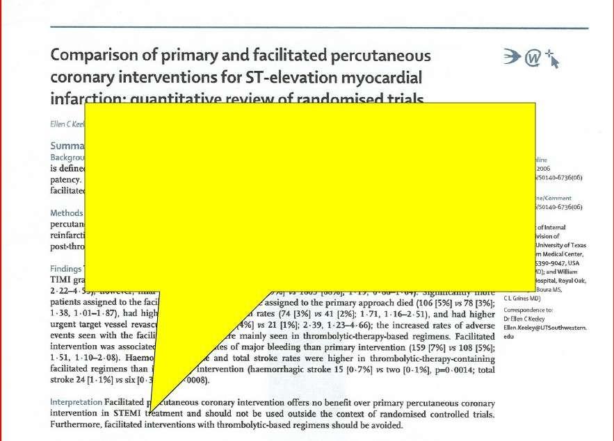 Facilitated percutaneous coronary intervention offers no benefit over