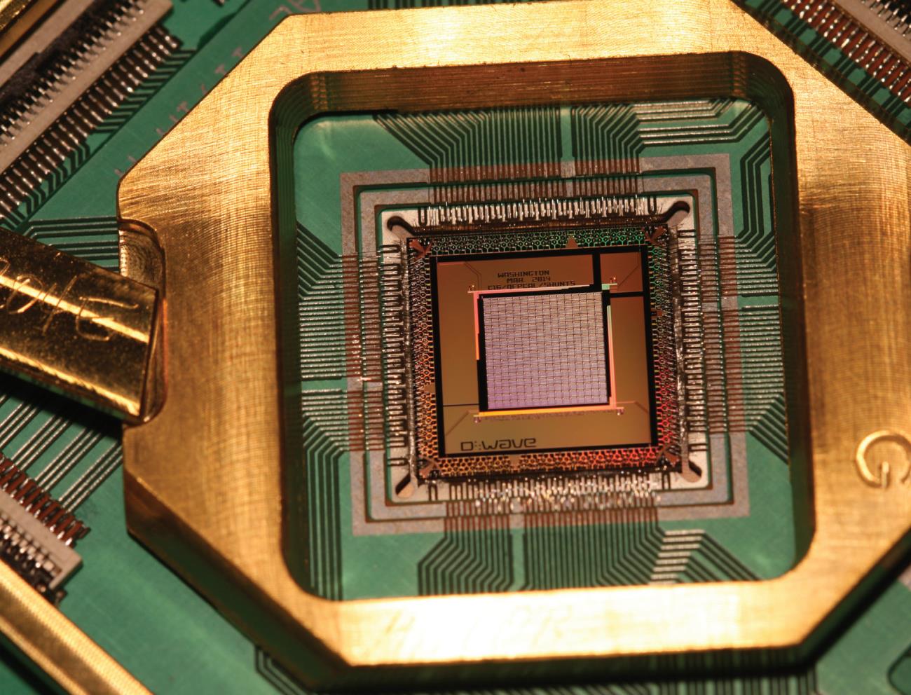 The Quantum Processor is built from a lattice of tiny loops of the metal niobium, each of which is one quantum bit, or qubit. When niobium is cooled down below 9.