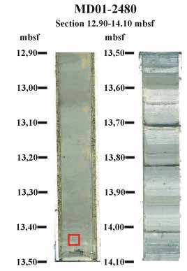 Κορινθιακός Κόλπος Ορίζοντας 1350-1410 cm: Εναλλαγές ανοιχτόχρωμων στρωμάτων με