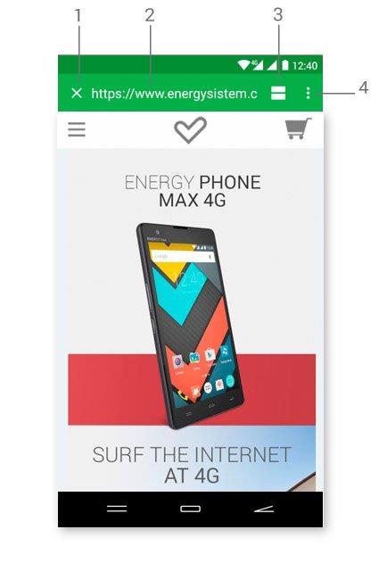 ΠΕΡΙΗΓΗΣΗ INTERNET Το Energy Smartphone διαθέτει ένα ισχυρό πρόγραμμα περιήγησης μεταξύ των υπόλοιπων εφαρμογών που έχει προεγκατεστημένες, με το οποίο θα μπορέσετε να χρησιμοποιήσετε το Internet