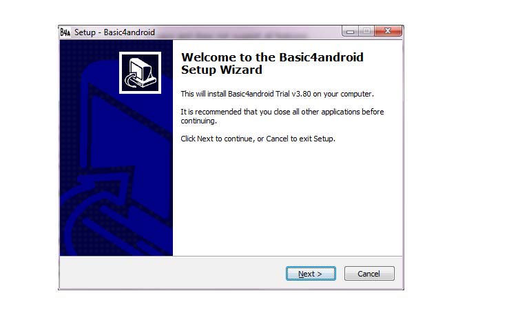 Εγκατάσταση Basic4Android Μόλις αποκτήσουμε το IDE, απλά το τρέχουμε και στη συνέχει θα