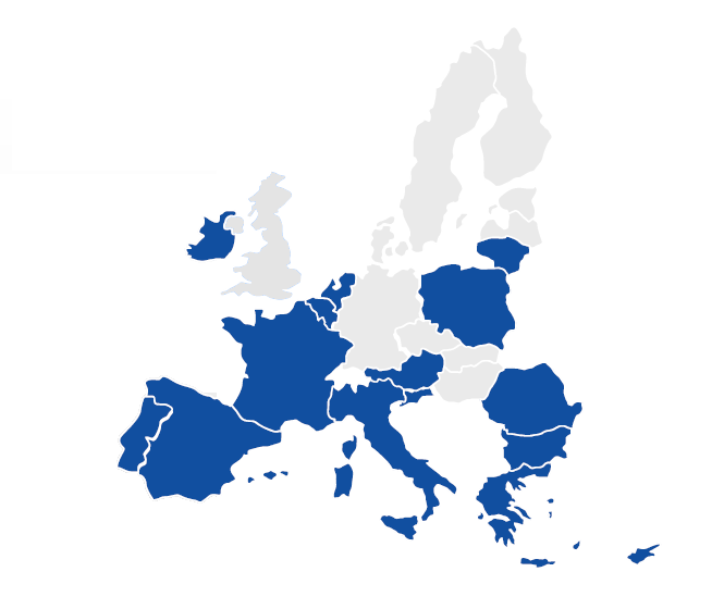 Γεωγραφική κατανομή των μικροχρηματοδοτήσεων Progress έως τον Μάρτιο του 2013 Έως τον Μάρτιο του 2013 εγγυήσεις είχαν λάβει ενδιάμεσοι φορείς από εννέα κράτη μέλη (BE, IE, EL, FR, NL, AT, PL, PT και