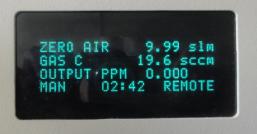 Εικόνα 77: Οι ρυθμίσεις της συσκευής "Model 146C Dynamic Gas Calibrator" οι τιμές των παροχών Εικόνα 78: Οι ρυθμίσεις της συσκευής "Model 111 zero air supply Στη συγκεκριμένη συσκευή "Model 146C