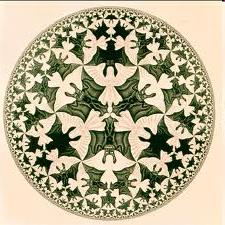 Escher και το υπερβολικό επίπεδο. Στο έργο «Παράδεισος και Κόλαση» (1960).