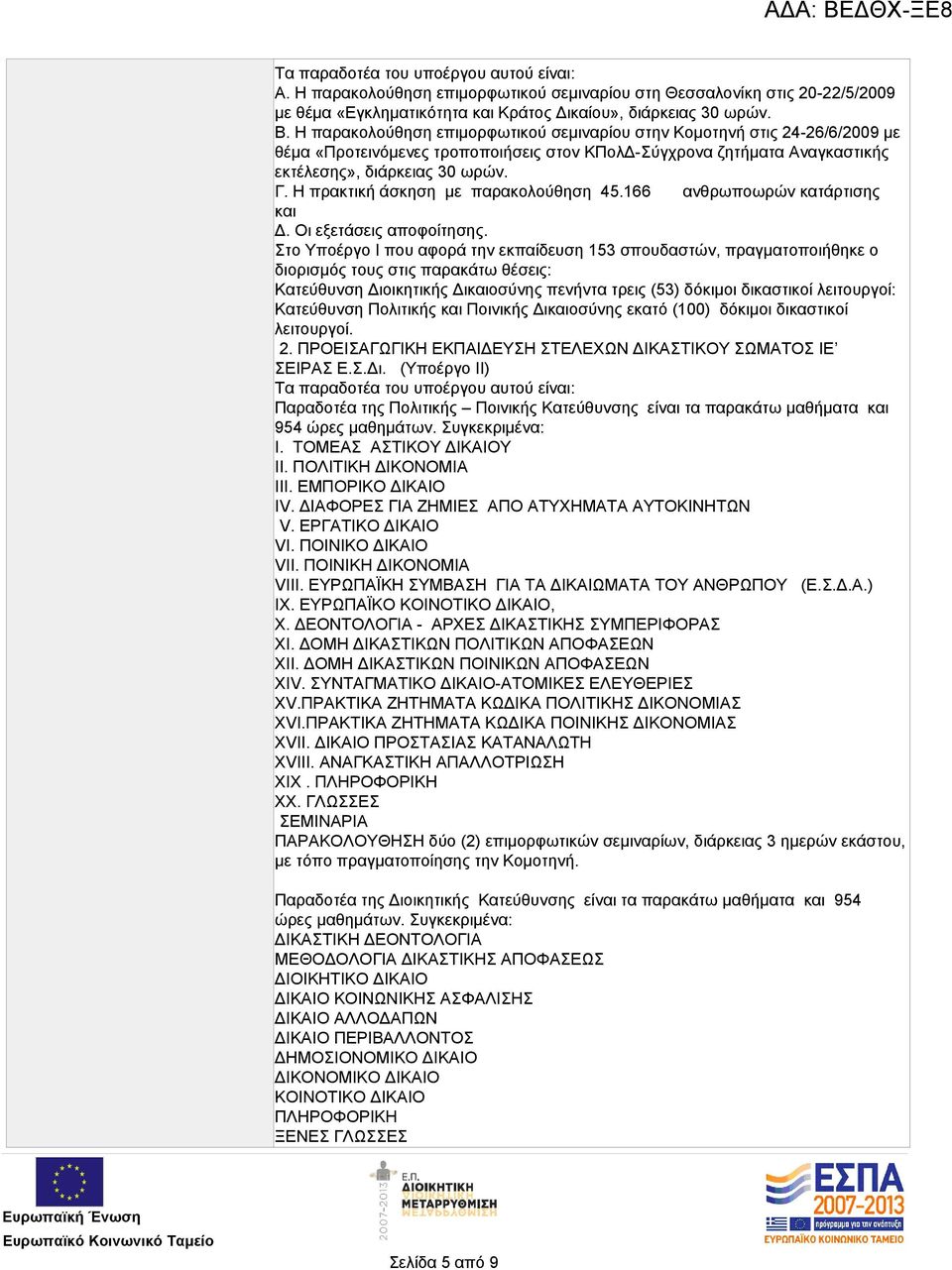 Η πρακτική άσκηση με παρακολούθηση 45.166 ανθρωποωρών κατάρτισης και Δ. Οι εξετάσεις αποφοίτησης.