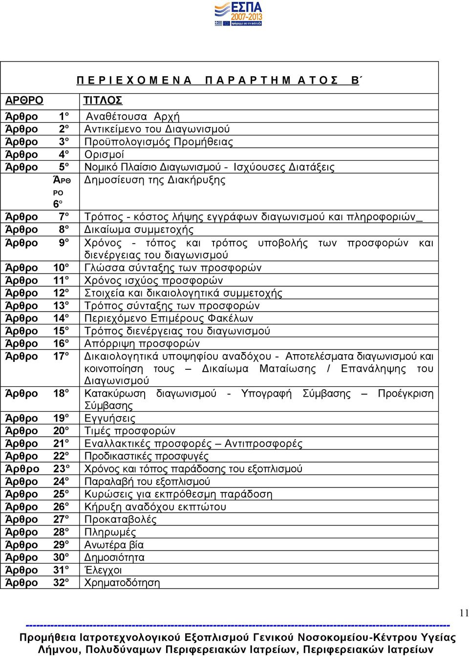 τόπος και τρόπος υποβολής των προσφορών και διενέργειας του διαγωνισμού Άρθρο 10 ο Γλώσσα σύνταξης των προσφορών Άρθρο 11 ο Χρόνος ισχύος προσφορών Άρθρο 12 ο Στοιχεία και δικαιολογητικά συμμετοχής