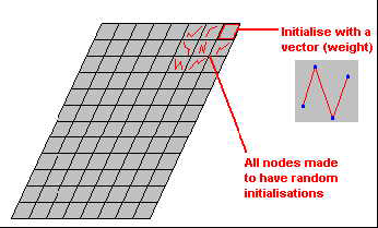 Το πρώτο βήµα που απαιτείται για την υλοποίηση ενός αλγορίθµου Self-Organising Map είναι η αρχικοποίηση.