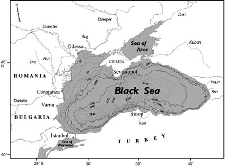 9 th Symposium on Oceanography & Fisheries, 2009 - Proceedings, Volume Ι επιφάνειας του πυθμένα έχει δοθεί από τους Emelyanov et al. (1996)και Mitritropolsky & Olshtynsky (1999).