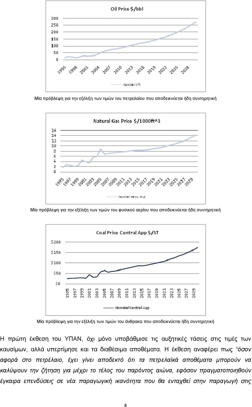 τιμές των καυσίμων, αλλά υπερτίμησε και τα διαθέσιμα αποθέματα.