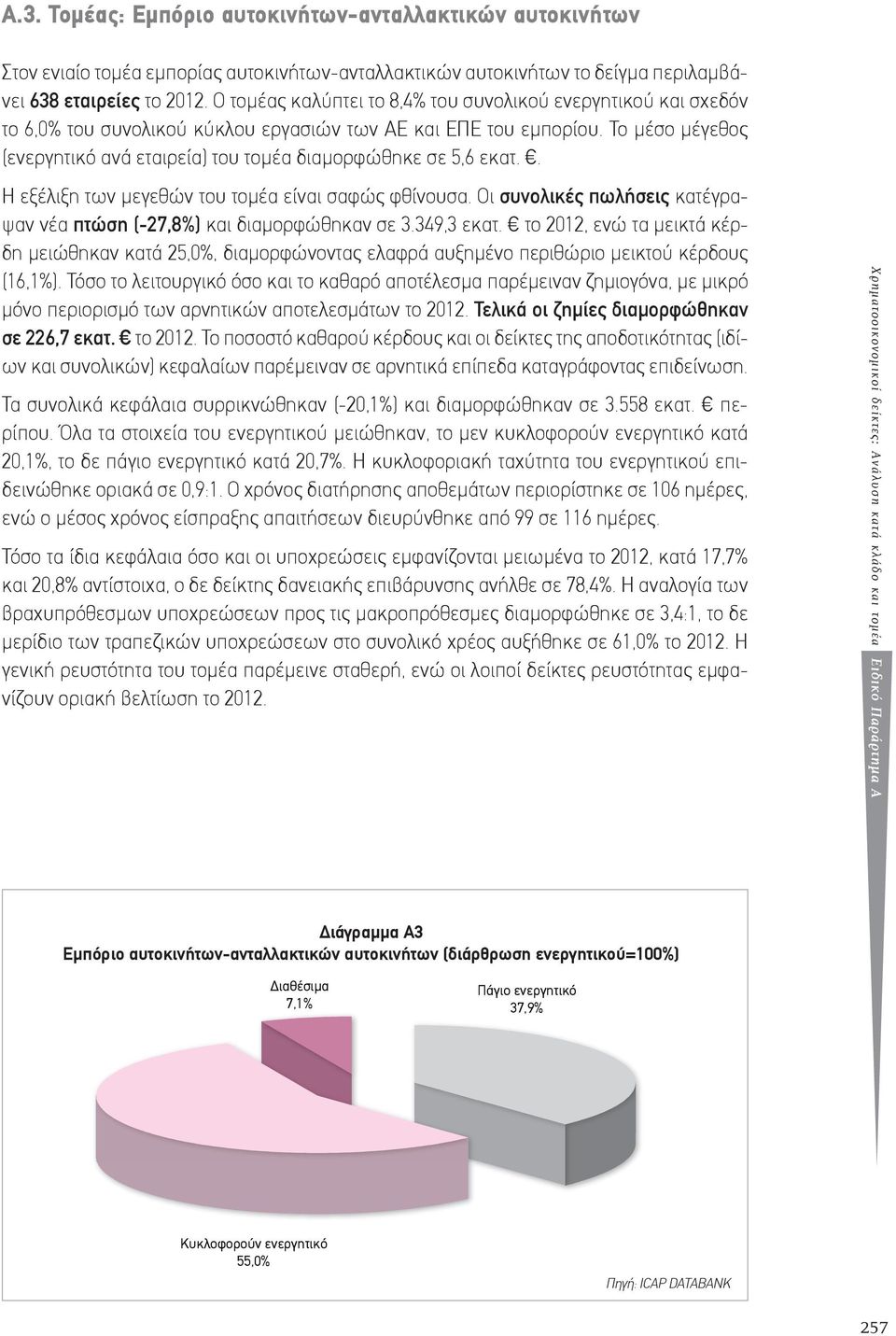 Το μέσο μέγεθος (ενεργητικό ανά εταιρεία) του τομέα διαμορφώθηκε σε 5,6 εκατ.. Η εξέλιξη των μεγεθών του τομέα είναι σαφώς φθίνουσα.