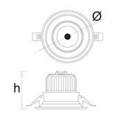 13 GoldLED-Pluton Recessed Downlight Προτεινόμενες Χρήσεις: Pluton Spica Sirius COB 4000-6500K 0,95 >85 Electrostatic powder coated metal Product Power Lumen Pcs/Pack Διαστάσεις(Ø,η) *GoldLED Pluton