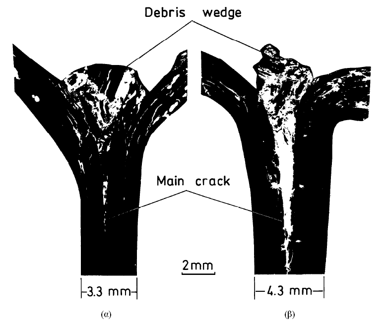Κελύφη Διατομής Τύπου Κλεψύδρας Εικόνα 5.2: Μικρογραφική απεικόνιση της ζώνης θλίψης στατικά φορτισμένων κελυφών διατομής τύπου κλεψύδρας με πάχος τοιχώματος (α) 3,3 mm και (β) 4,3 mm 5.