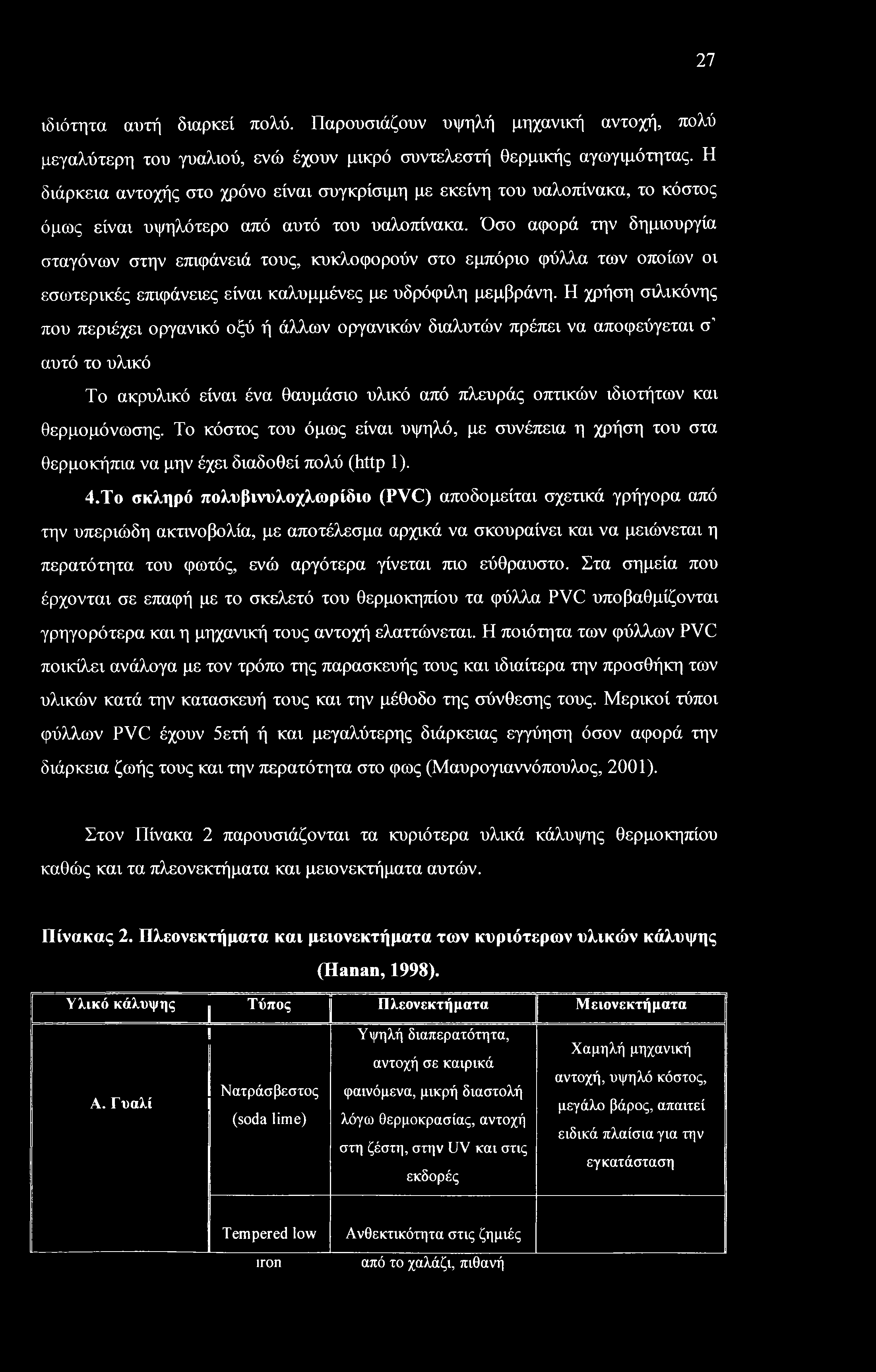 27 ιδιότητα αυτή διαρκεί πολύ. Παρουσιάζουν υψηλή μηχανική αντοχή, πολύ μεγαλύτερη του γυαλιού, ενώ έχουν μικρό συντελεστή θερμικής αγωγιμότητας.
