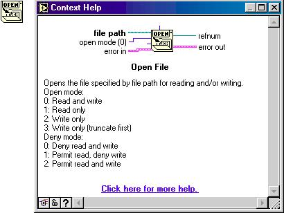 1.3. Επιλογές βοήθειας LabVIEW Το LabVIEW έχει διάφορες επιλογές βοήθειας για τα VI, υποvi και κόµβους.