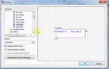 Κατασκευή νέου Symbol από VHDL Entity To Quartus II μας επιτρέπει να προσθέτουμε οντότητες VHDL σε ιεραρχικούς σχεδιασμούς (schematics) ως έτοιμα υποσυστήματα.