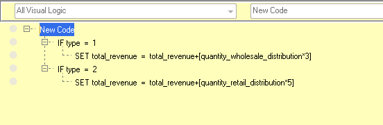 Figure 42 Simul8 Σενάριο 2 Visual logic - Ορισμός μεταβλητής total revenue Στο πέρας της προσομοίωσης, η μεταβλητή «total_revenue» μας δίνει το συνολικό καθαρό κέρδος των παραγγελιών.