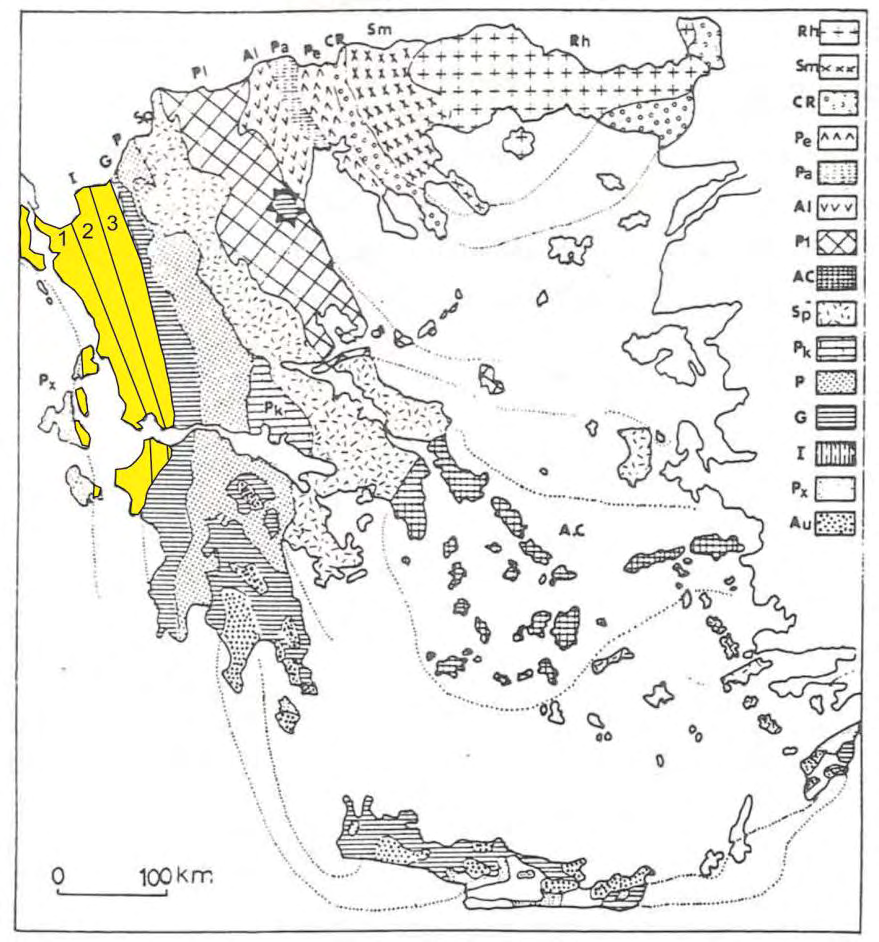 2. ΓΕΩΓΡΑΦΙΚΟ-ΓΕΩΛΟΓΙΚΟ ΠΛΑΙΣΙΟ 2.1. Γεωτεκτονική Θέση Η Ιόνια ζώνη (Αδριατικοϊόνιος) εκτείνεται κατά μήκος της δυτικής παραλίας της Ηπειρωτικής Ελλάδας (Σχ.